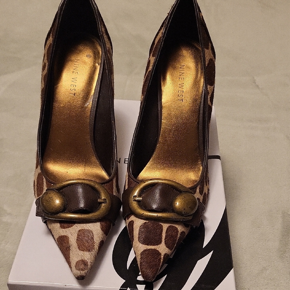 Nine West Brown Animal Print Heels